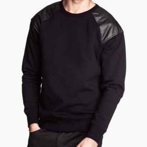 H&m sweater with faux leather shoulder