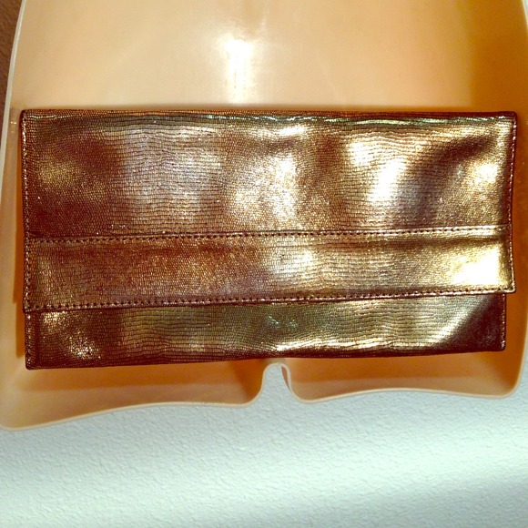 Gold metallic snake skin clutch wallet purse