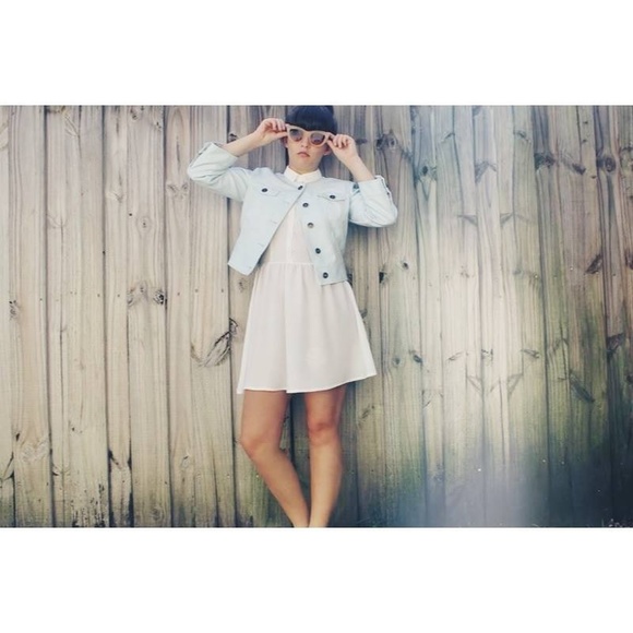 Pastel blue faux leather jacket