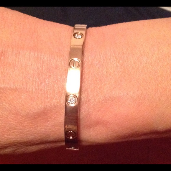 Rose Gold Love Bracelet with Clear Stones