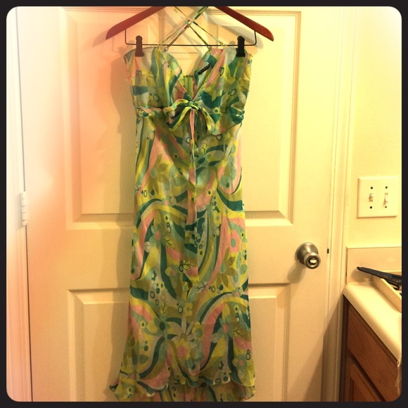 Women's spring dress. Silk. Used. Size L