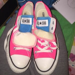 Neon Pink converse (with optional blue tongue)!