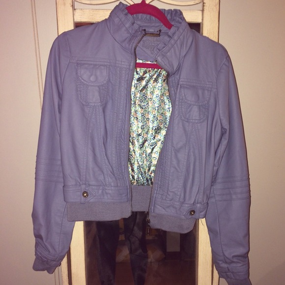 Baby blue faux leather jacket