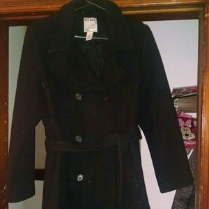Black Peacoat with Belt