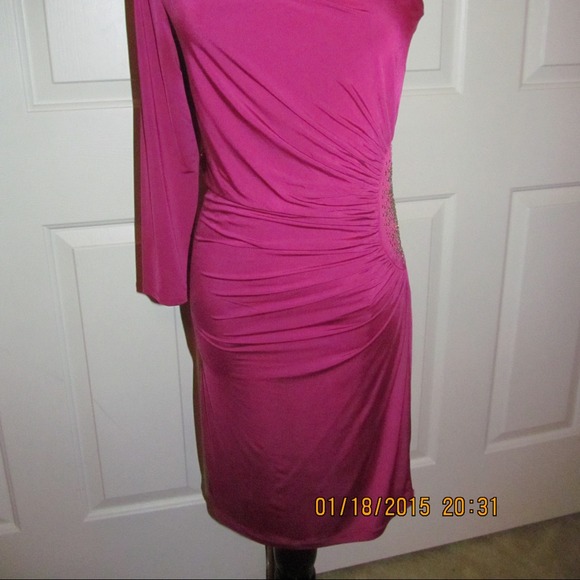 Fuchsia Baby Phat off The Shoulder Dress. - Picture 2 of 4