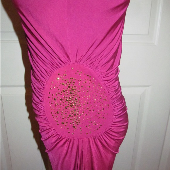 Fuchsia Baby Phat off The Shoulder Dress. - Picture 3 of 4