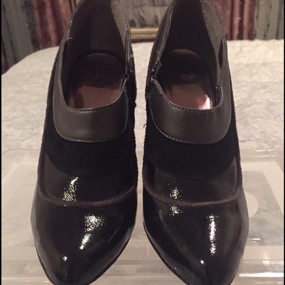 Patent leather booties by Bakers