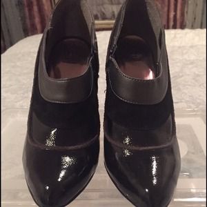 Patent leather booties by Bakers