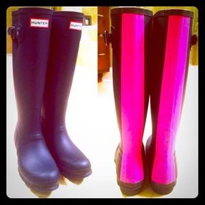 Hunter black matte with pink stripe