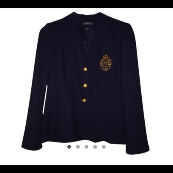 Lauren Ralph Lauren Wool Blazer in Navy Blue
