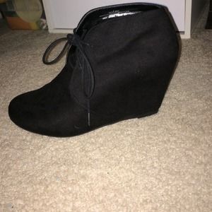 Black bootie wedges