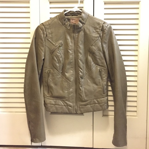 Olive Green Faux Leather Jacket (S)