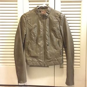 Olive Green Faux Leather Jacket (S)