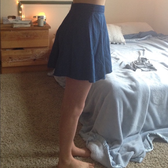 High waisted denim-looking skater skirt