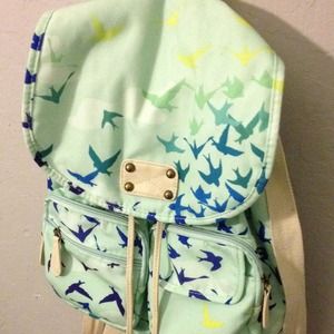 Adorable teal flying birds backpack
