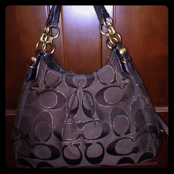 Beautiful signature brown and gold coach bag