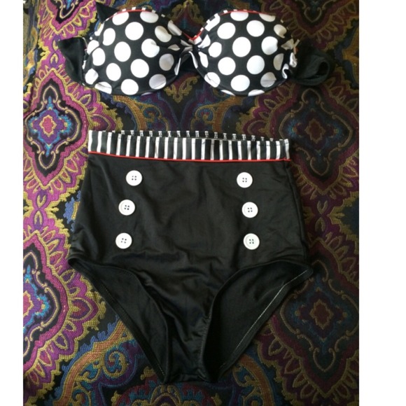 High Waisted Vintage Sailor Bikini