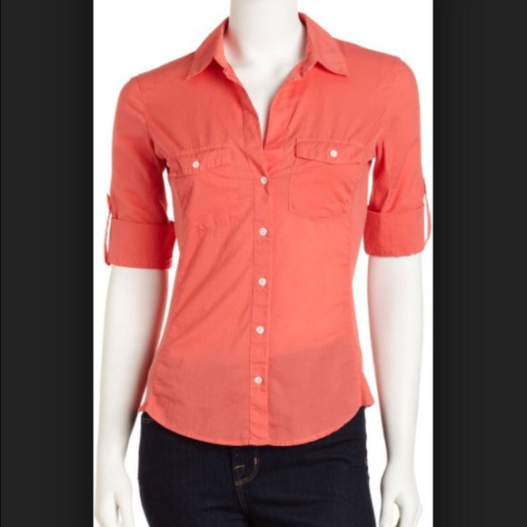 Sold! James Perse Coral button down with side pane