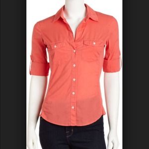 Sold! James Perse Coral button down with side pane