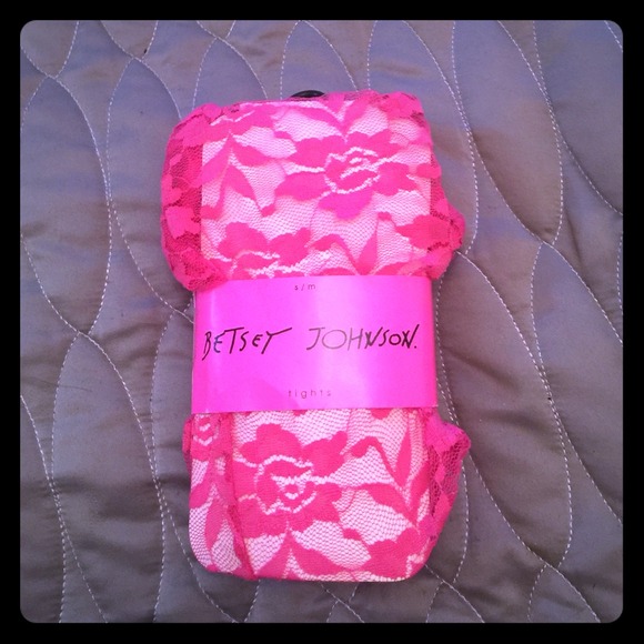 S/M Hot Pink Lace Betsey Johnson Tights