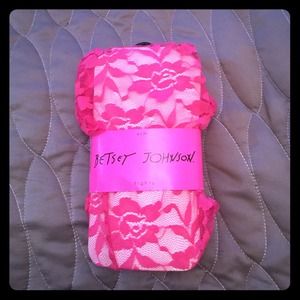 S/M Hot Pink Lace Betsey Johnson Tights