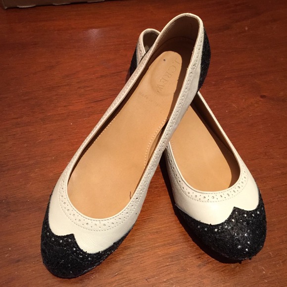 J. Crew Glittered toe and heel ballet flats