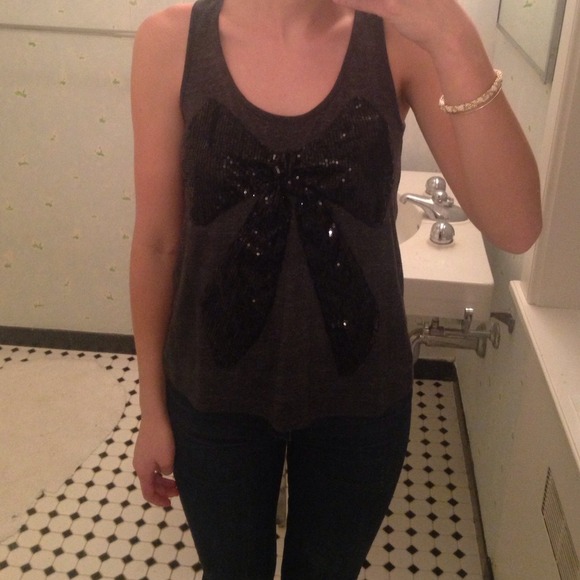Sequin bow tank top