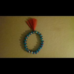 Gorgeous Czech Glass Cracked Round Beads Bracelet!