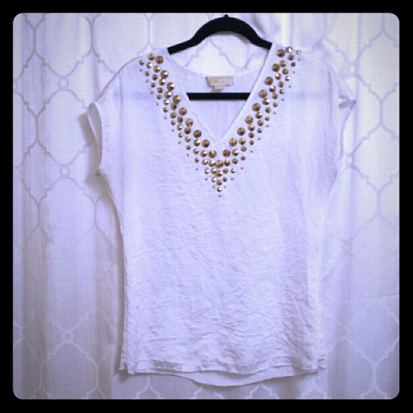 💥REDUCED💥White & gold Michael Khors top