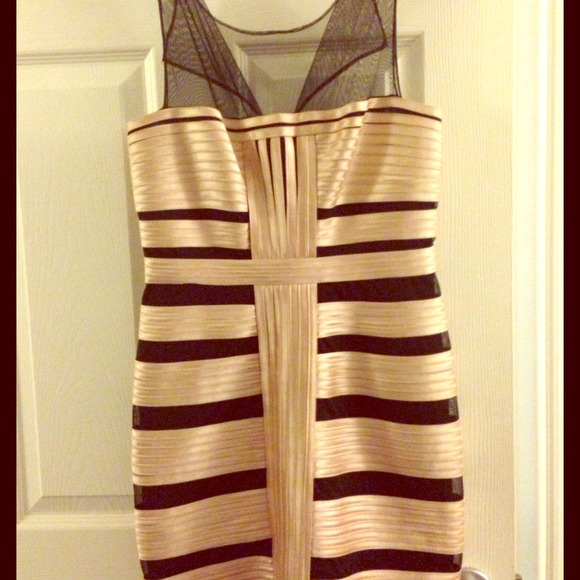 BCBG Maxazria Blush/Black bandage dress