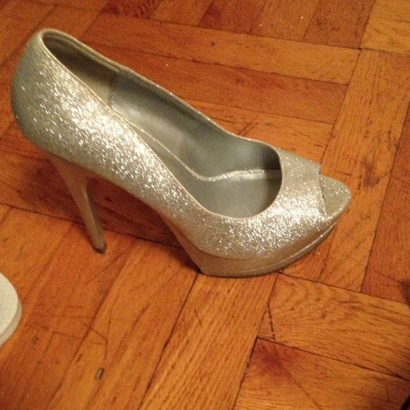 Silver peep toes
