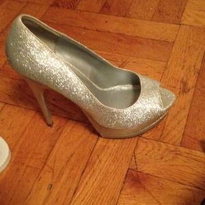 Silver peep toes