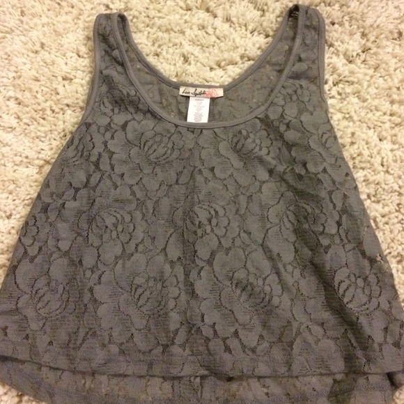 Nordstrom grey lace crop top