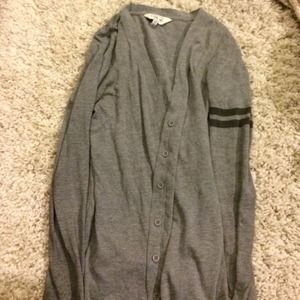 Grey jersey striped cardigan