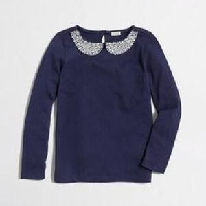 J. crew jeweled collar navy shirt