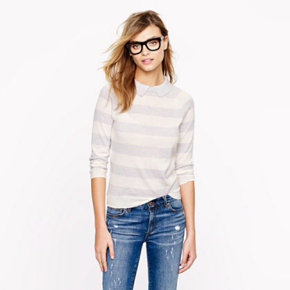 J. crew striped Merino wool collared sweater
