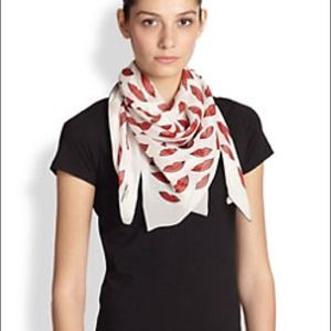 Saint Laurent Accessories - Saint Laurent Silk Lip-Print White/Red Scarf NWT Saint Laurent Accessories - Saint Laurent Silk Lip-Print White/Red Scarf NWT