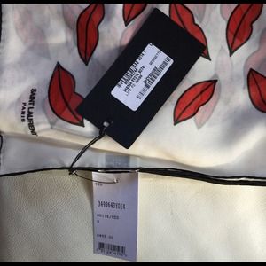 Saint Laurent Accessories - Saint Laurent Silk Lip-Print White/Red Scarf NWT Saint Laurent Accessories - Saint Laurent Silk Lip-Print White/Red Scarf NWT
