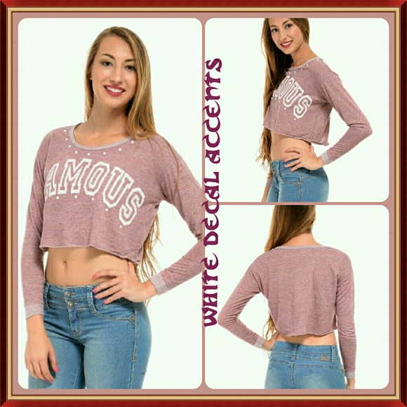 FAMOUS!  Dark blush top w/accents Sz M NWT