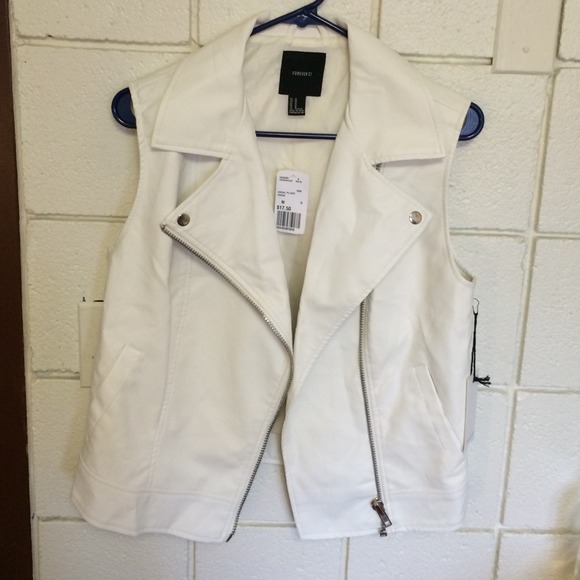 Forever 21 white PU vest