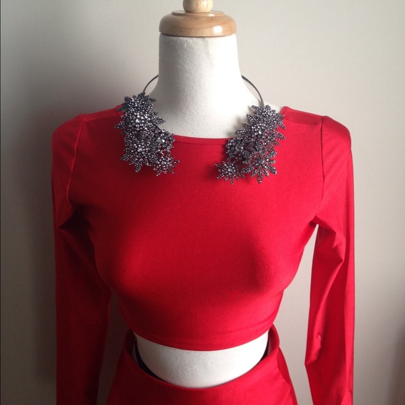 Red Hot Crop-Top Set, Size S