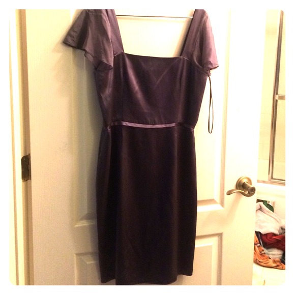 Grey dress with sheer sleeves