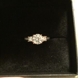 14k white diamond custom design ring .