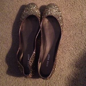 Nine West gold sparkly flats