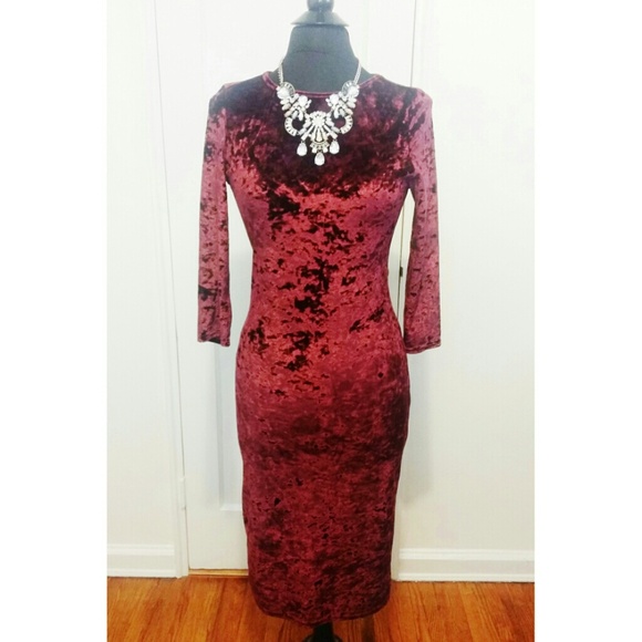 ❤Topshop Crushed Red Velvet Midi Dress❤