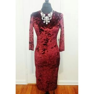 ❤Topshop Crushed Red Velvet Midi Dress❤