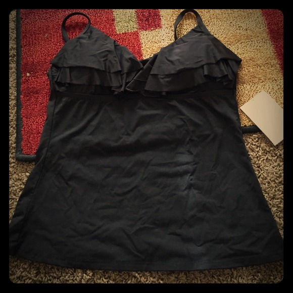 Super cute black tankini swimming suit top!