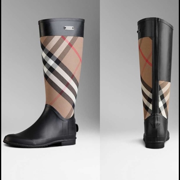 Burberry Check Panel rain boots