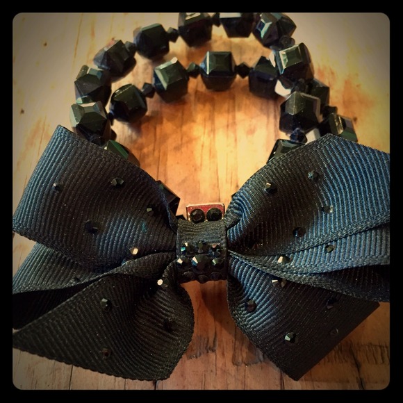 Tarina Tarantino Black Bow 2 Row Bracelet
