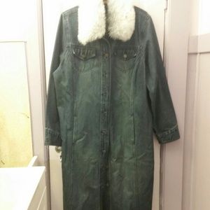 Long denim coat jacket